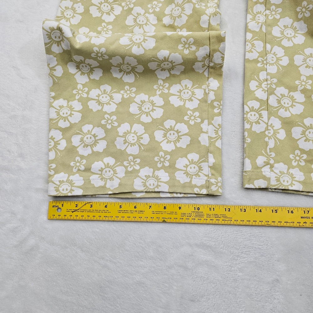 Holiday Happy Hibiscus Kokomo Pants Womens 36 Yellow Floral Smiley Wide Leg - Picture 8 of 10